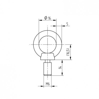 Anneau diamètre 16 mm à tige filetée M6 en inox 316 Anneau diamètre 16 mm à tige filetée M6 en inox 316