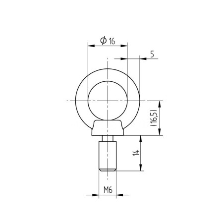 Anneau diamètre 16 mm à tige filetée M6 en inox 316