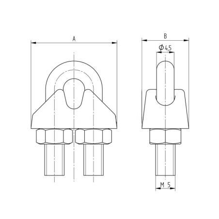 Serre-câble étrier en inox 316 pour câble 4 mm