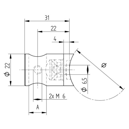 Support de lisse ø12 mm transversal pour tube ø33,7 mm inox 304 brossé