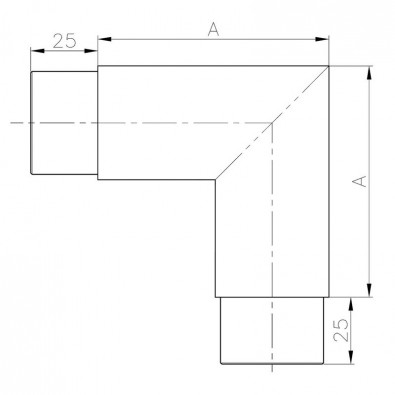 Coude à 90° mâle-mâle en inox 304 brossé 33,7 mm angle droit Coude à 90° mâle-mâle en inox 304 brossé 33,7 mm angle droit