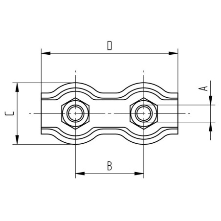 Serre-câble double en inox 316 pour câble 6 mm