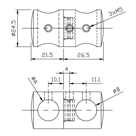 Support double ø 12/12 mm inox 304 brossé pour barreaudage vertical