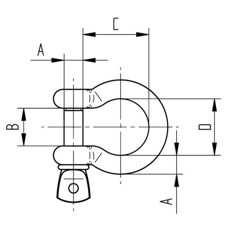Manille lyre en inox 316 diamètre 6 mm pour câble de 6 mm