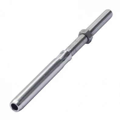 Tige à sertir inox pour câble 4 mm filetage M6 à droite contre écrou Tige à sertir inox pour câble 4 mm filetage M6 à droite contre écrou