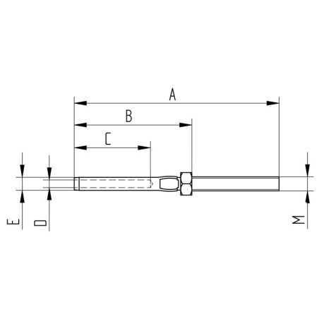 Tige à sertir inox pour câble 4 mm filetage M6 à gauche contre écrou