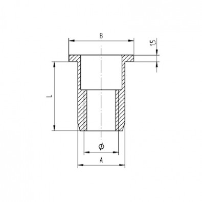 Rivet insert fileté en inox 304, filetage M8, 16 mm, pour tube inox