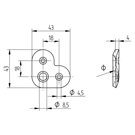 Support d'angle 90° pour main courante  ø 42,4 mm en inox 304 brossé.