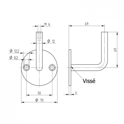 Support mural de main courante à angle droit en inox 304 brossé Support mural de main courante à angle droit en inox 304 brossé