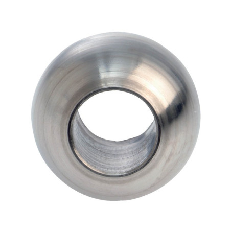 Bague, boule pleine en inox 304 brossé Ø25mm, trou débouchant Ø12,2mm