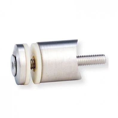Support cylindrique de verre sur support plat inox 316 brossé