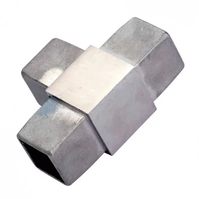 Té en inox 316 brossé tube carré 30 x 30 mm