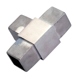 Té en inox 316 brossé tube carré 40 x 40 mm