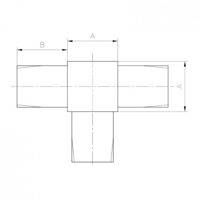 Té en inox 316 brossé tube carré 25 x 25 mm Té en inox 316 brossé tube carré 25 x 25 mm