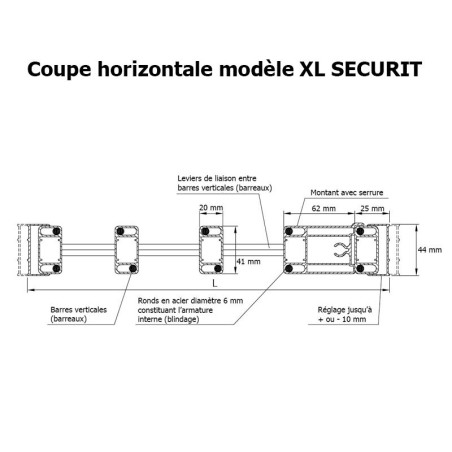 Grille de défense coulissante contemporaine modèle XL-SECURIT 