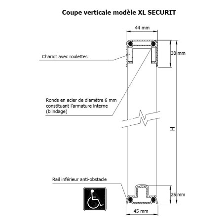 Grille de défense coulissante contemporaine modèle XL-SECURIT 