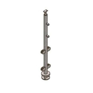 Poteau de milieu pour verre 8,76 mm et barres 12 mm inox 304 brossé