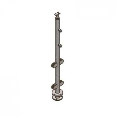 Poteau de milieu pour verre 8,76 mm et barres 12 mm inox 304 brossé