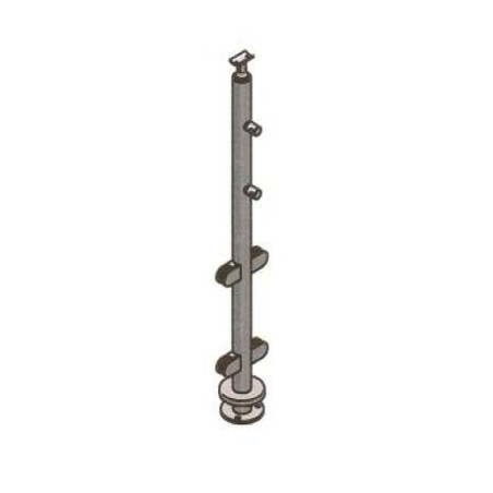 Poteau de milieu pour verre 8,76 mm et barres 12 mm inox 304 brossé