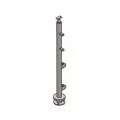 Poteau départ gauche pour verre 8,76 mm et barres 12mm inox 304 brossé 0