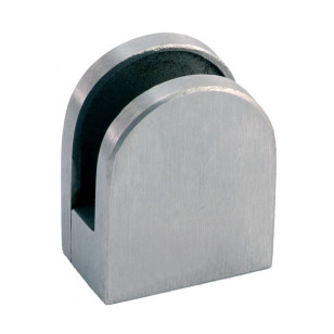 Pince à verre demi-ronde 29 x 35 mm pour support plat inox 304 brossé verre 6 mm