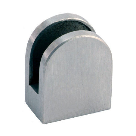 Pince à verre demi-ronde 29 x 35 mm pour support plat inox 304 brossé verre 6 mm