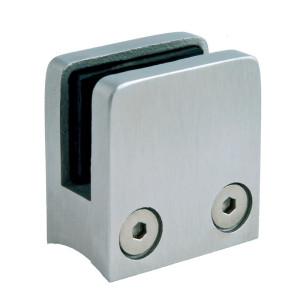 Pince à verre carrée 30 x 30 mm pour support plat inox 304 brossé verre 4 mm