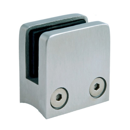 Pince à verre carrée 30 x 30 mm pour support plat inox 304 brossé verre 6 mm