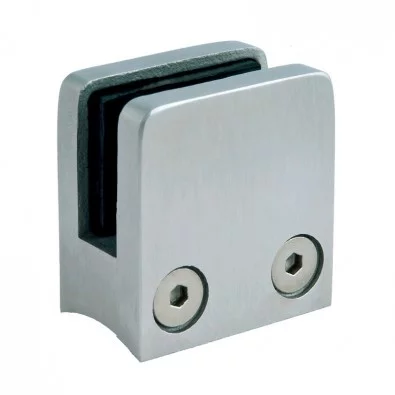 Pince à verre carrée 30 x 30 mm pour tube ø 42,4 mm inox 304 brossé verre 8 mm