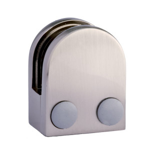 Pince à verre demi-ronde 40x50mm pour tube 42,4mm zamac finition inox verre 8,76 mm