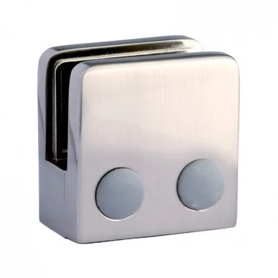 Pince à verre carrée 45 x 45 mm pour tube ø 33,7mm zamac finition inox verre 8,76 mm Pince à verre carrée 45 x 45 mm pour tube ø 33,7mm zamac finition inox verre 8,76 mm