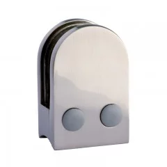 Pince à verre demi-ronde 45x63mm pour tube 33,7mm zamac finition inox verre 6 mm