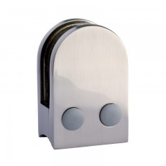 Pince à verre demi-ronde 45x63mm pour tube 33,7mm zamac finition inox verre 10 mm