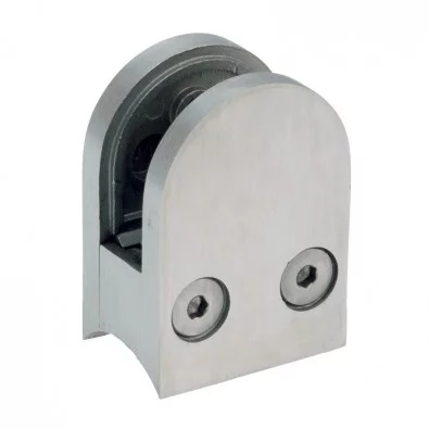 Pince à verre demi-ronde 40 x 50 mm pour support plat inox 316 brossé verre 8,76 mm