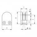 Pince à verre demi-ronde 40 x 50 mm pour tube ø33,7 mm inox 316 brossé verre 8,76 mm 1