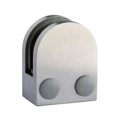 Pince à verre demi-ronde 40 x 50 mm pour tube ø42,4 mm inox 304 brossé verre 6 mm
