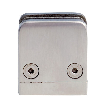 Pince à verre carrée 53 x 53 mm pour support plat inox 316 brossé verre 6 mm