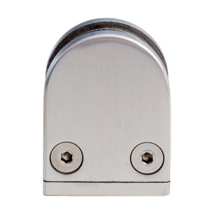 Pince à verre demi-ronde 38 x 59 mm pour support plat inox 316 brossé verre 7,52 mm