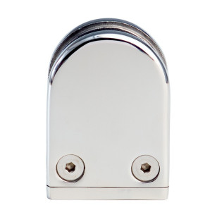 Pince à verre demi-ronde 38x59mm sur support plat inox 316 poli miroir verre 6 mm