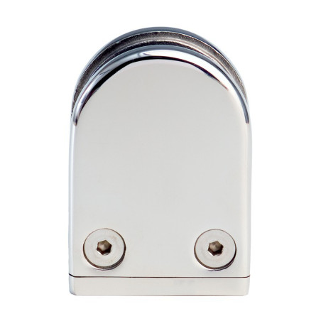 Pince à verre demi-ronde 45x63mm sur tube ø48,3mm inox 316 poli miroir verre 6 mm