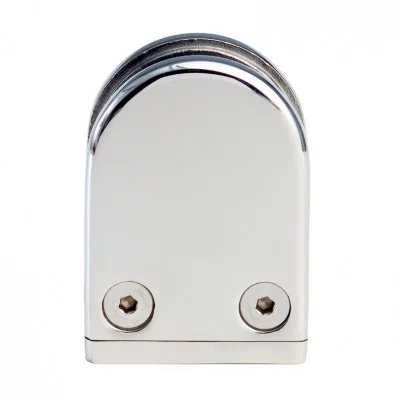 Pince à verre demi-ronde 45x63mm sur support plat inox 316 poli miroir verre 9,52 mm