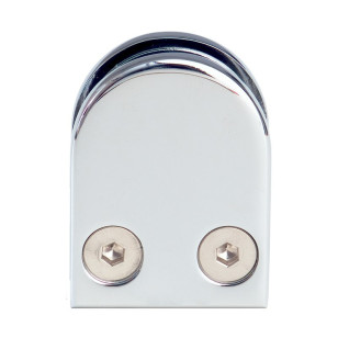 Pince à verre demi-ronde 40x50mm pour tube ø 33,7 mm zamac poli miroir verre 8 mm