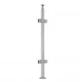 Poteau intermédiaire rond 42,4 mm 4 pinces verre 8,76 mm inox 304 brossé 0