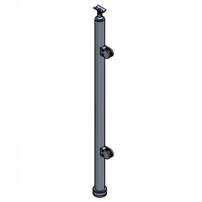 Poteau départ de garde corps 2 pinces à verre 8,76mm pose traversante