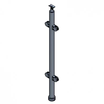 Poteau milieu de garde corps 4 pinces à verre 8,76mm pose traversante