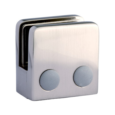 Pince à verre carrée 45 x 47 mm pour support plat inox 304 brossé verre 8 mm