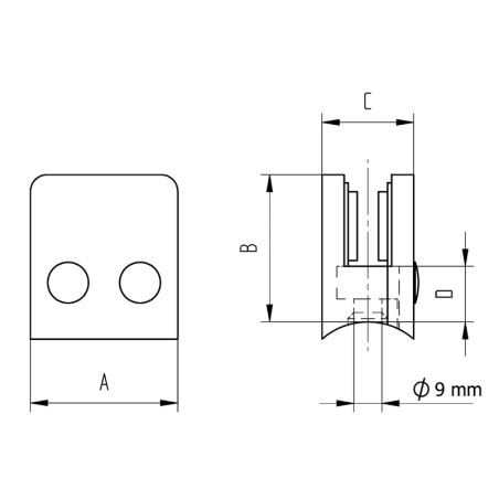 Pince à verre carrée 45 x 47 mm pour tube ø 33,7 mm inox 304 brossé verre 6 mm