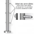 Poteau de départ de garde corps inox 6 câbles avec serre cables 2