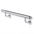 Main courante classique inox brossé sur mesure avec cache-platines, embouts plats 0