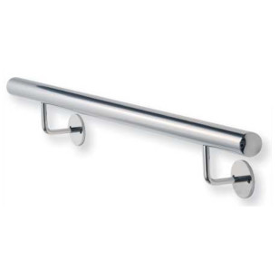 Main courante classique inox brossé sur mesure sans cache-platines, embouts plats